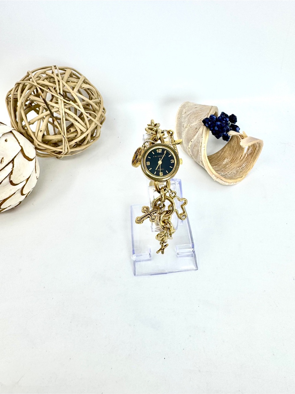 Kim Rogers gold-tone charm bracelet watch - New Battery
